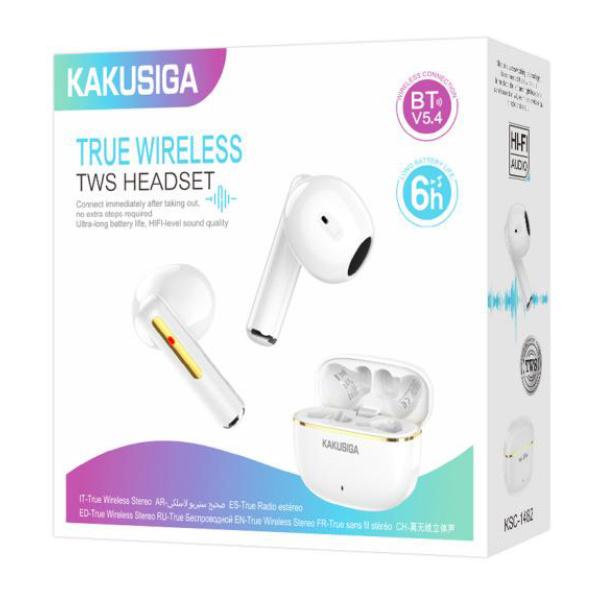 Alternative view of KAKUSIGA earphones με θήκη φόρτισης KSC-1482, True Wireless, 15mm, 35/300mAh, λευκά