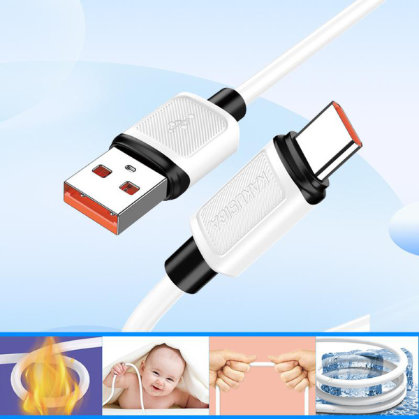 Alternative view of KAKUSIGA καλώδιο USB-C σε USB KSC-998, σιλικόνης, 5A, 480Mbps, 1m, λευκό