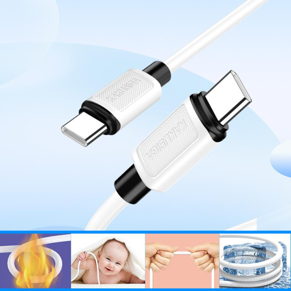 Alternative view of KAKUSIGA καλώδιο USB-C σε USB-C KSC-998, σιλικόνης, 100W, 480Mbps, 1m, μαύρο