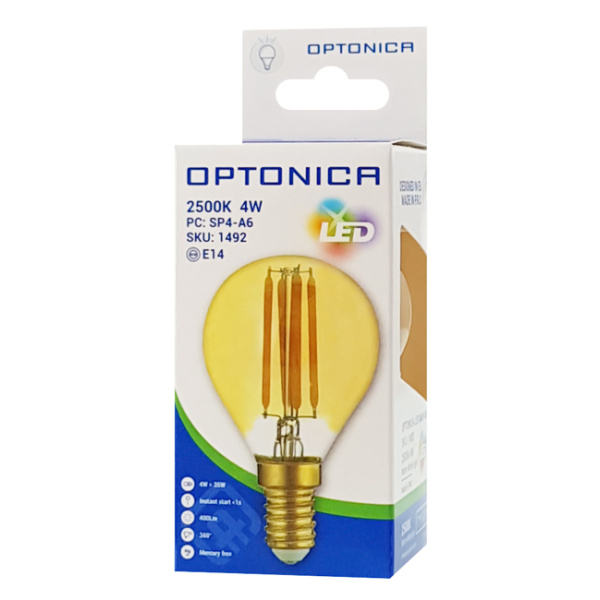 Alternative view of OPTONICA LED λάμπα G45 Filament 1492, 4W, 2500K, E14, 400lm