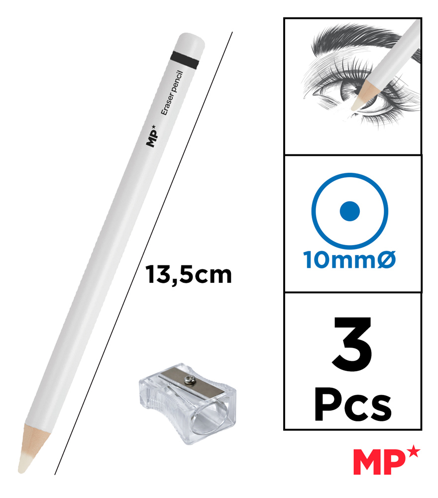 MP ξυλομπογιά PA1102 με ξύστρα, 5mm μύτη, στρογγυλό, λευκό, 2τμχ - Image 2