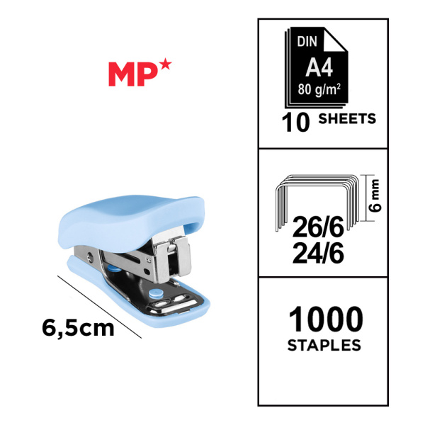Alternative view of MP mini συρραπτικό PA636P με ανταλλακτικά, 24/6 - 26/6, 10 φύλλα, μπλε