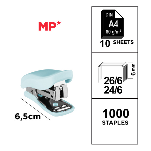 Alternative view of MP mini συρραπτικό PA636P με ανταλλακτικά, 24/6 - 26/6, 10 φύλλα, γαλάζιο