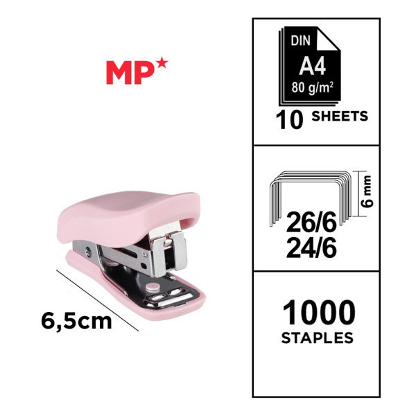 Alternative view of MP mini συρραπτικό PA636P με ανταλλακτικά, 24/6 - 26/6, 10 φύλλα, ροζ