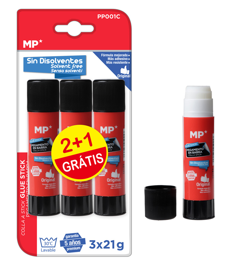MP κόλλα στικ PP001C, διάφανη, 21g, 3τμχ