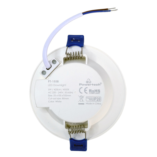 Alternative view of POWERTECH LED φωτιστικό downlight PT-1558, 5W, Φ100x25mm, 4000K, 425lm, λευκό