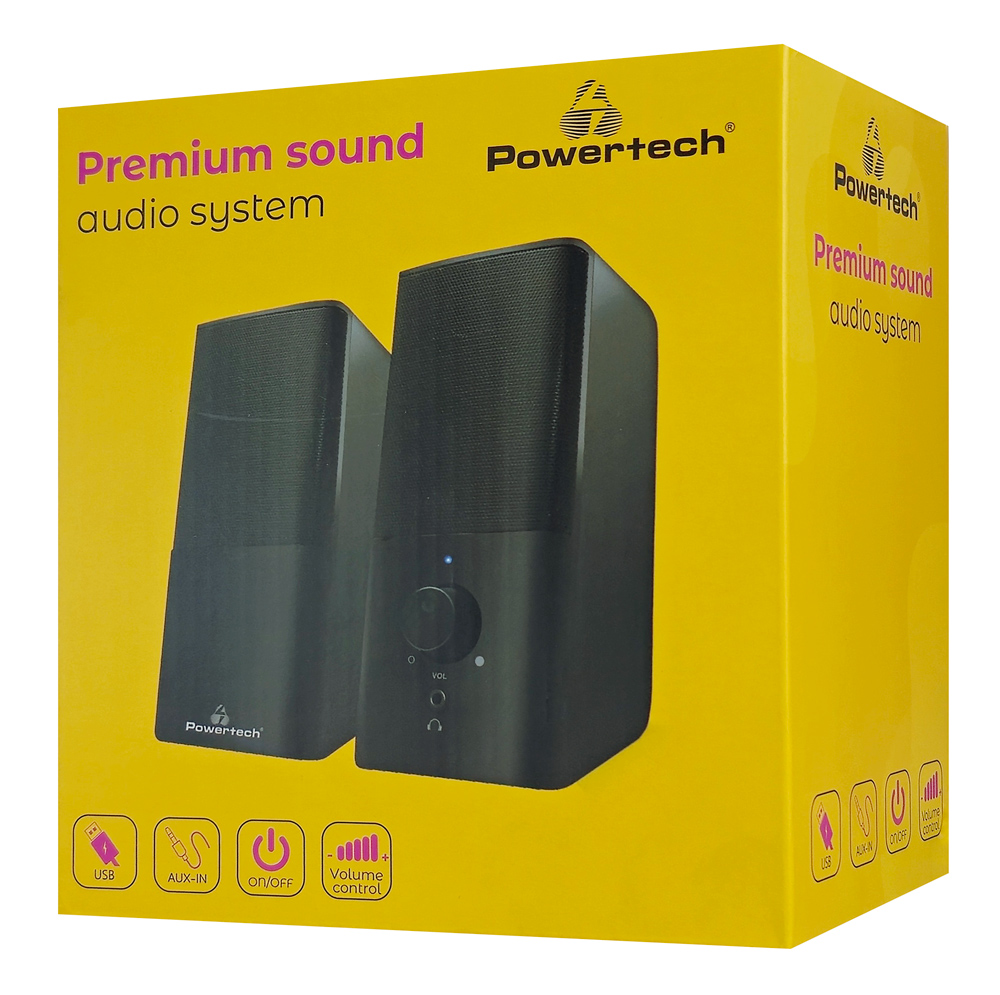 POWERTECH ηχεία Premium sound PT-847, 2x 3W, 3.5mm, μαύρα - Image 3