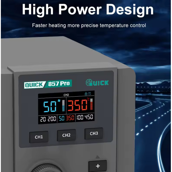 Alternative view of QUICK σταθμός θερμού αέρα QUICK857 Pro με air gun, 580W, 100-500 °C