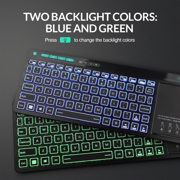 Alternative view of RIITEK ασύρματο πληκτρολόγιο Mini K18S με touchpad, RGB backlit, 2.4GHz & Bluetooth