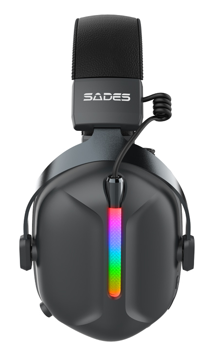SADES gaming headset Defender, ασύρματα & ενσύρματα, 50mm, 1050mAh, RGB, multi-platform, μαύρο - Image 2