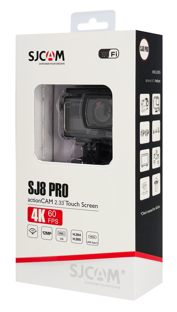SJCAM action camera SJ8 Pro, οθόνη αφής, 12MP/4K, WiFi, αδιάβροχη θήκη, μαύρη - Image 6