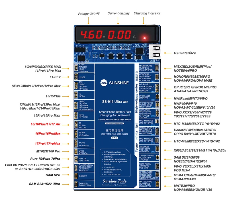 SUNSHINE tester μπαταριών SS-916 Ultra για Apple & Android smartphone, V3.0 - Image 7