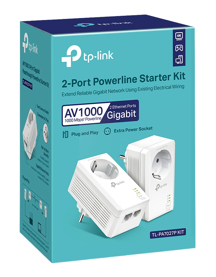 TP-LINK powerline kit TL-PA7027P KIT, passthrough, AV1000 1000Mbps, V1.0 - Image 8