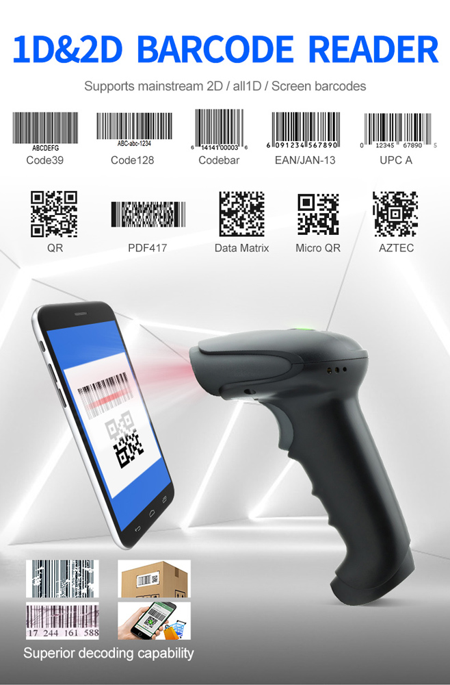 GTCODESTAR barcode scanner X-9701B, 1D & 2D, ενσύρματο & ασύρματο, Bluetooth, 2000mAh, μαύρο - Image 4
