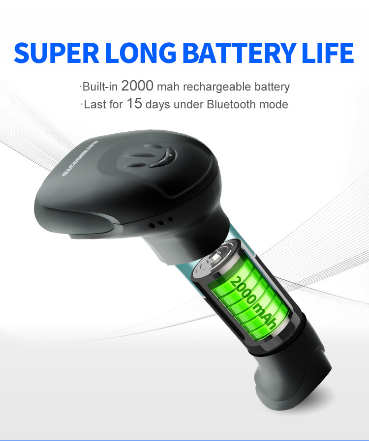 GTCODESTAR barcode scanner X-9701B, 1D & 2D, ενσύρματο & ασύρματο, Bluetooth, 2000mAh, μαύρο - Image 8