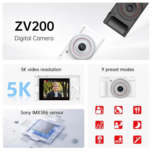 Alternative view of SJCAM compact φωτογραφική μηχανή ZV200, 12MP, 16x ψηφιακό zoom, μαύρη