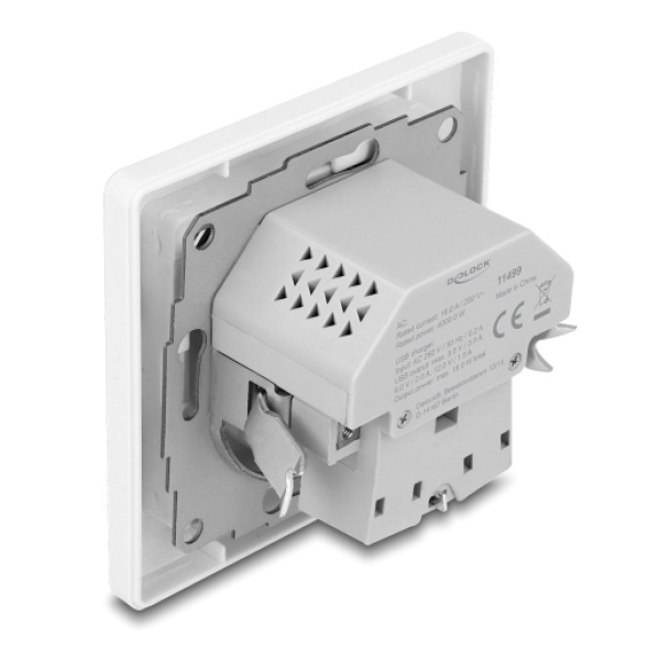 Alternative view of DELOCK πρίζα τοίχου 11499 με θύρες φόρτισης USB & USB-C, 18W PD, λευκή