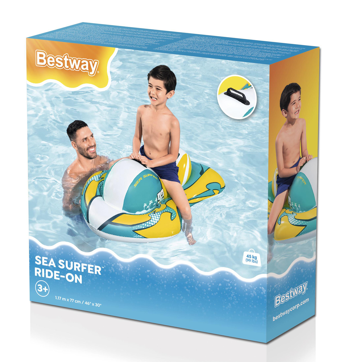 BESTWAY παιδικό φουσκωτό ride on 41540, 117x77cm, Sea Surfer - Image 8