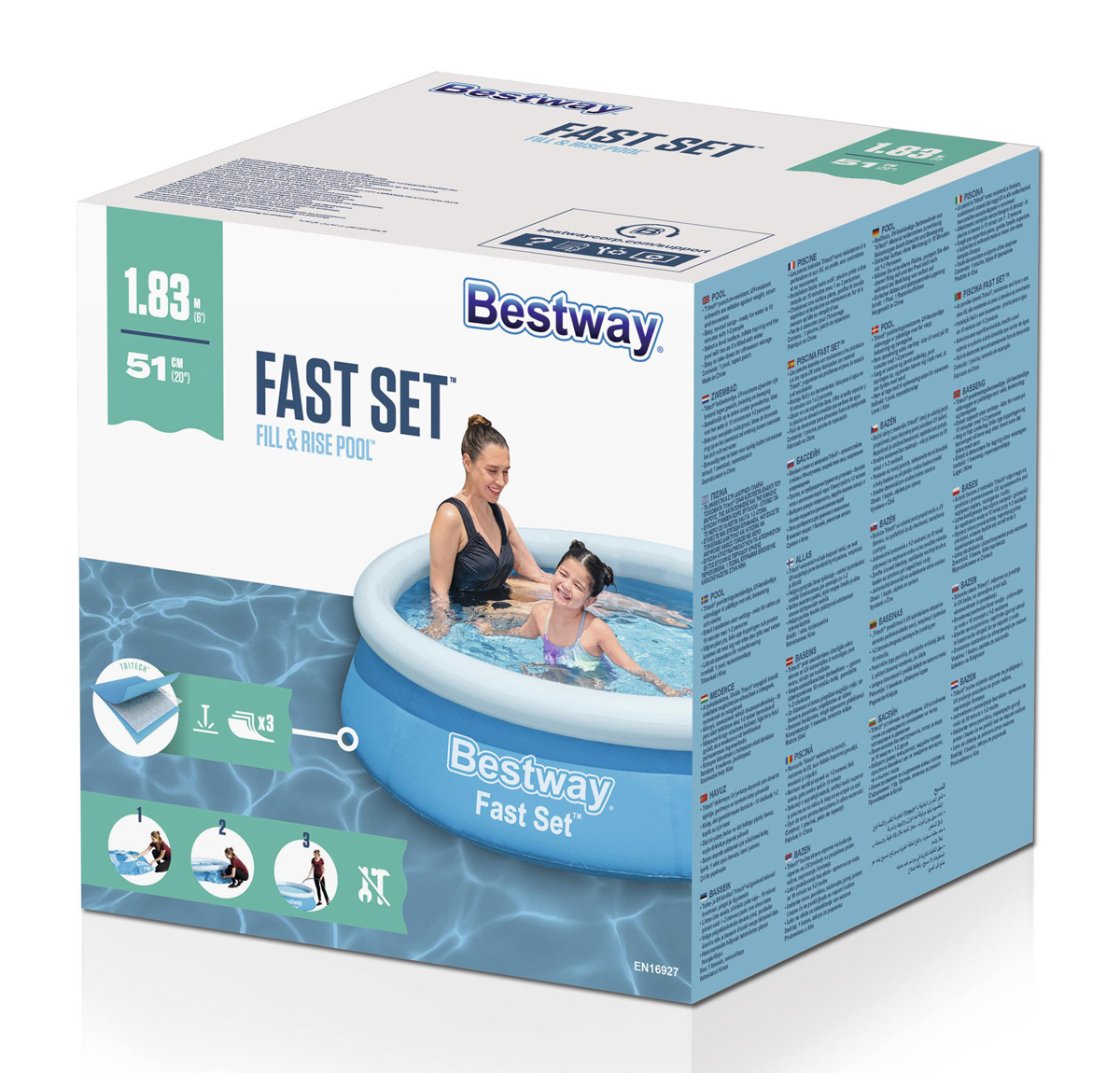 BESTWAY παιδική φουσκωτή πισίνα 57392, 940lt, Φ183x51cm, μπλε - Image 4
