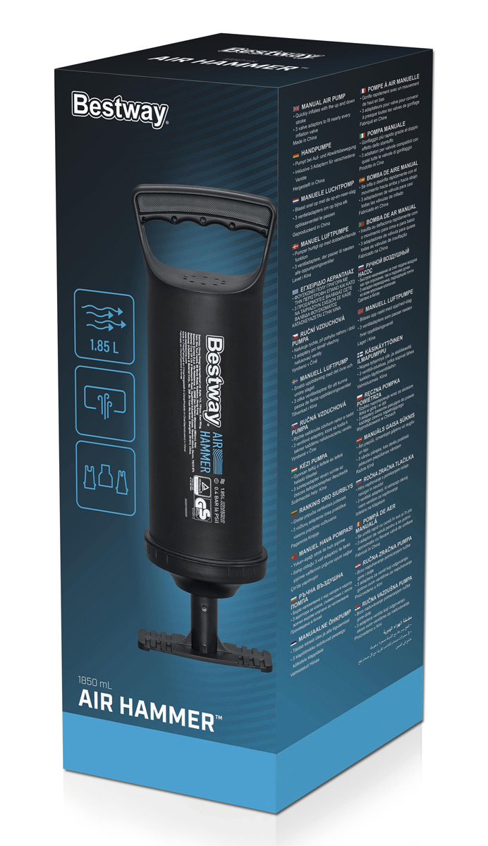 BESTWAY τρόμπα χειρός 62003, 1.85lt, 6PSI, μαύρη - Image 7