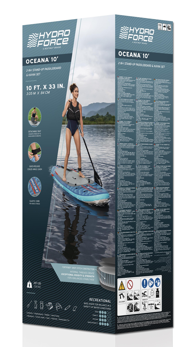 BESTWAY φουσκωτή σανίδα SUP/kayak Oceana 6532B με αποσπώμενο κάθισμα, 305x84x15cm, μπλε - Image 3