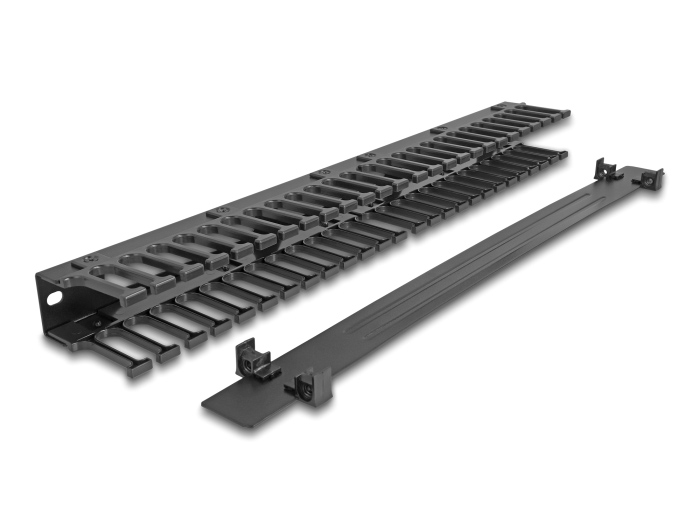 DELOCK cable management 67022 για rack 19"/1U, 3 ανοίγματα, μεταλλικό/πλαστικό, μαύρο - Image 3
