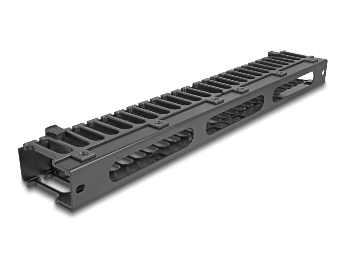 DELOCK cable management 67022 για rack 19"/1U, 3 ανοίγματα, μεταλλικό/πλαστικό, μαύρο - Image 2