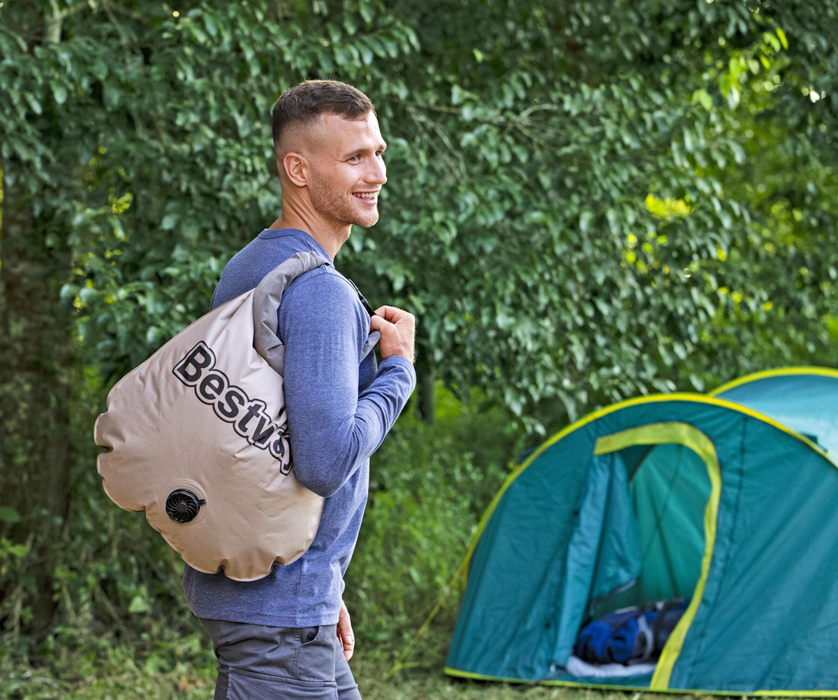 BESTWAY φουσκωτό στρώμα 67619 με 3 σε 1 τρόμπα/μαξιλάρι/τσάντα, μονό, 188x99x22cm, γκρι/πράσινο - Image 8