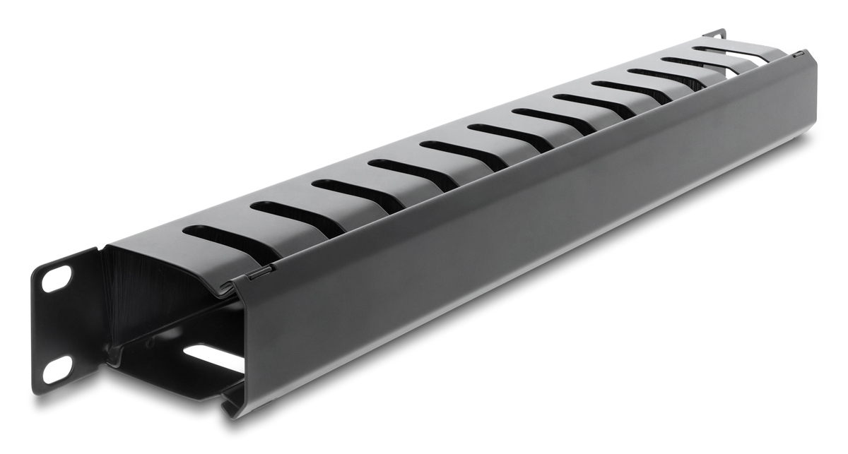 DELOCK cable management 67628 για rack 19"/1U, με βούρτσα προστασίας, μεταλλικό, μαύρο - Image 2