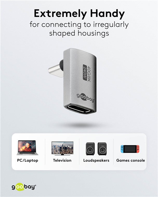 GOOBAY αντάπτορας USB-C 74442, γωνιακός 90°, USB4, 240W, 40Gbps, 8K, γκρι - Image 7