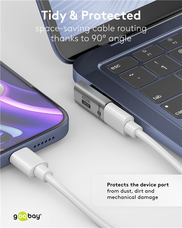 GOOBAY αντάπτορας USB-C 74443, γωνιακός 90°, USB4, 240W, 40Gbps, 8K, γκρι - Image 2