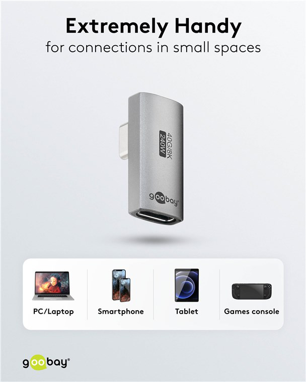GOOBAY αντάπτορας USB-C 74443, γωνιακός 90°, USB4, 240W, 40Gbps, 8K, γκρι - Image 7