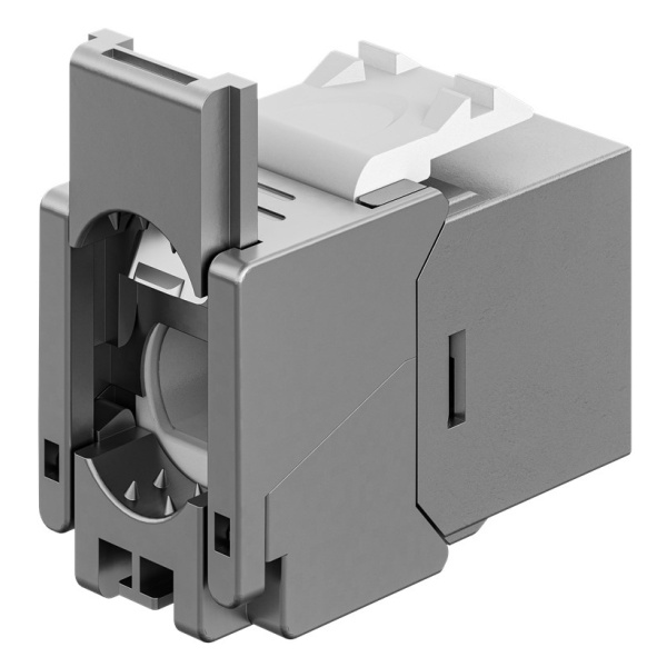 Alternative view of GOOBAY Keystone module RJ45 77942, CAT 6A STP, slim & short, toolfree, ασημί