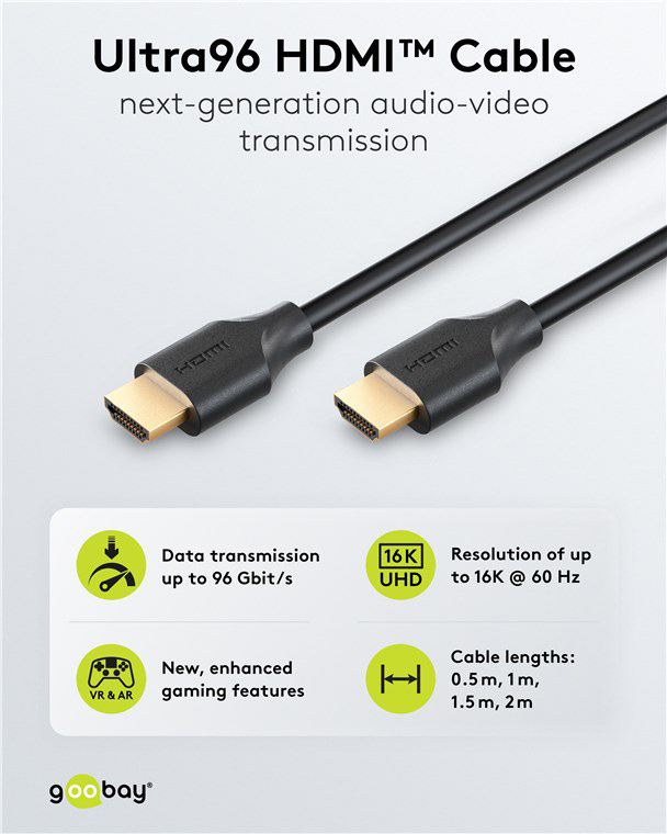 GOOBAY καλώδιο HDMI 2.2 80094, 16K/60Hz, 96 Gbps, 2m, μαύρο - Image 3