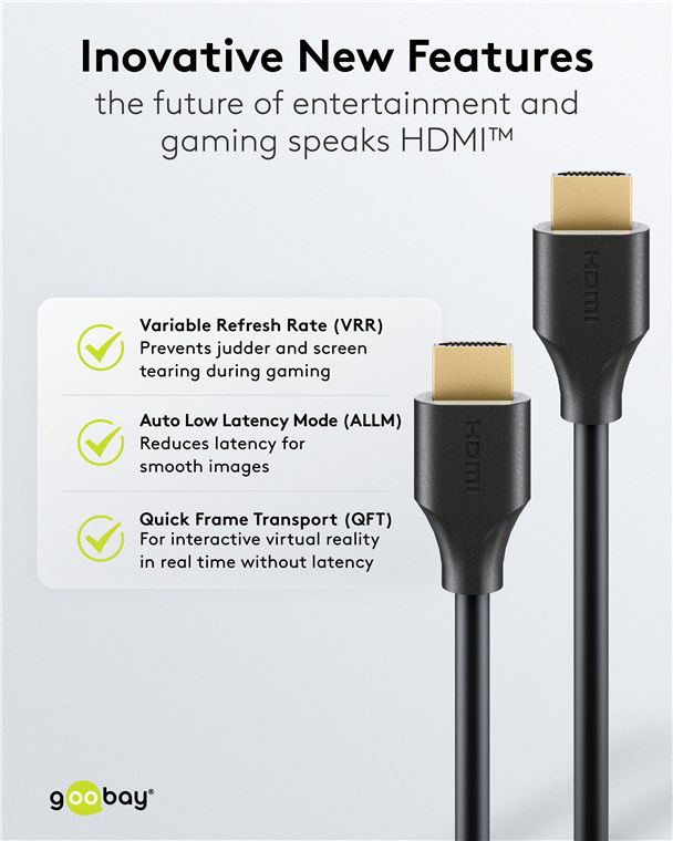 GOOBAY καλώδιο HDMI 2.2 80094, 16K/60Hz, 96 Gbps, 2m, μαύρο - Image 4