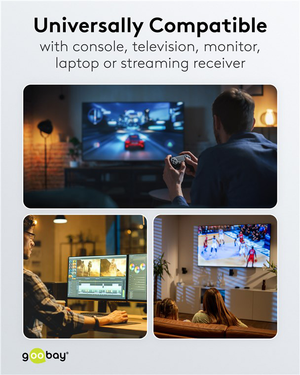 GOOBAY καλώδιο HDMI 2.2 80094, 16K/60Hz, 96 Gbps, 2m, μαύρο - Image 6