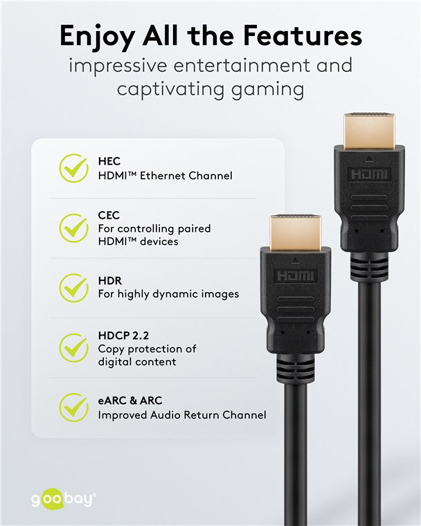 GOOBAY καλώδιο HDMI 80104 με Ethernet, soft, 4K/60Hz, 18 Gbps, 3m, μαύρο - Image 7