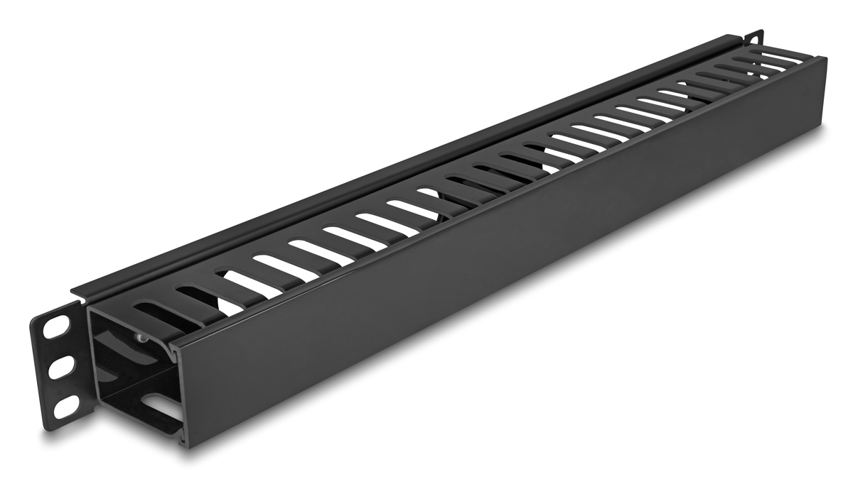 DELOCK cable management 81555 για rack 19"/1U, πλαστικό/μεταλλικό, μαύρο