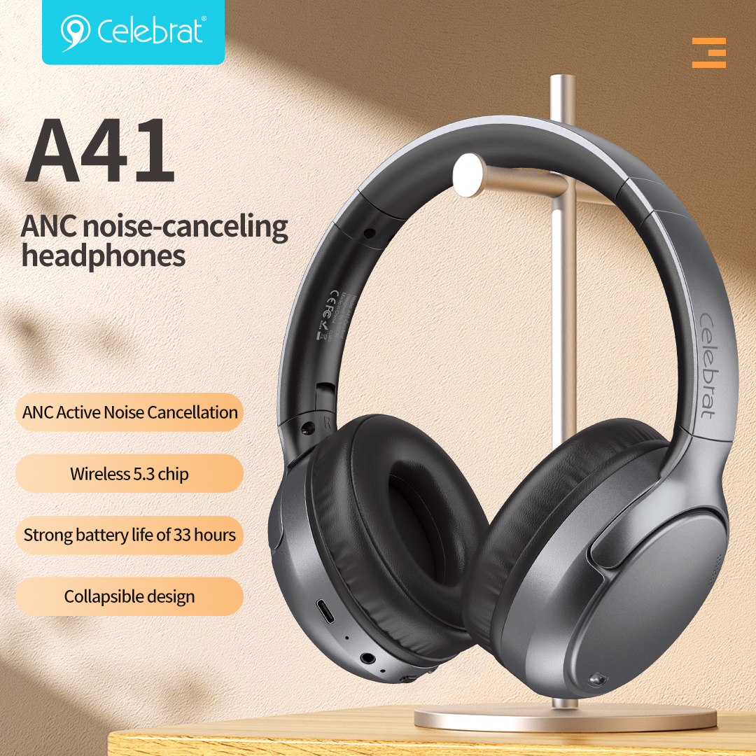 CELEBRAT headphones A41, ασύρματα & ενσύρματα, 40mm, 400mAh, ANC, μαύρα - Image 5