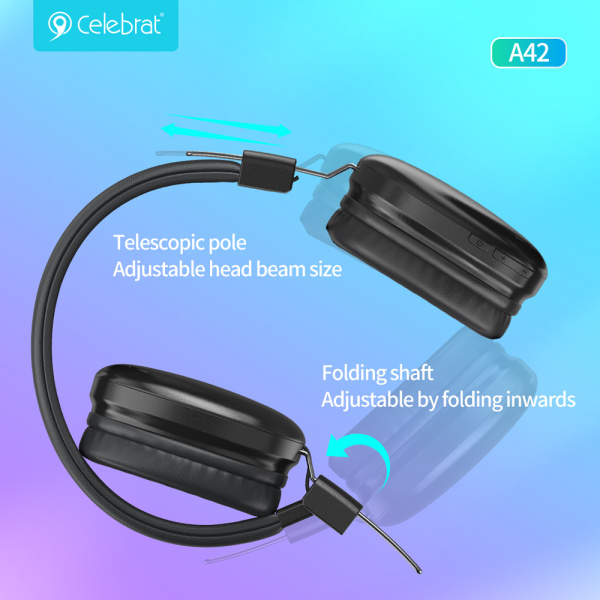 Alternative view of CELEBRAT headphones A42, ασύρματα & ενσύρματα, 40mm, 300mAh, μαύρα