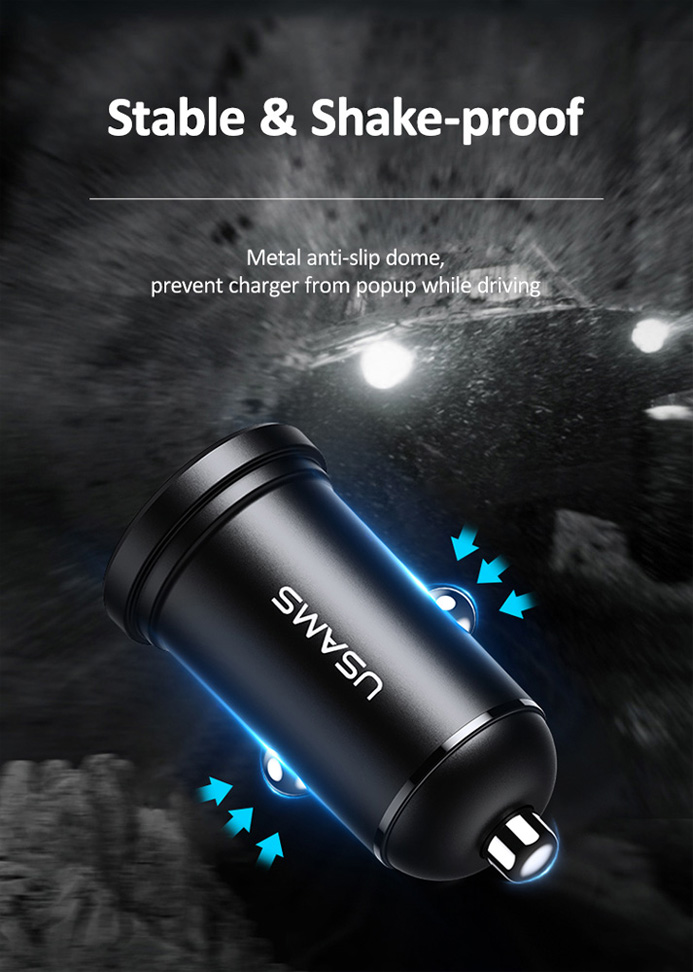 USAMS φορτιστής αυτοκινήτου C20, 2x USB, 2.4A, μαύρος - Image 7