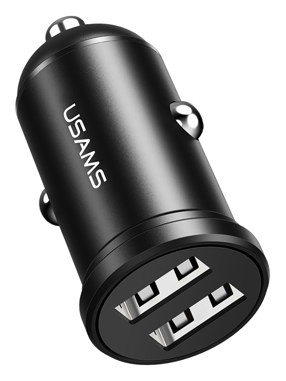 USAMS φορτιστής αυτοκινήτου C20, 2x USB, 2.4A, μαύρος