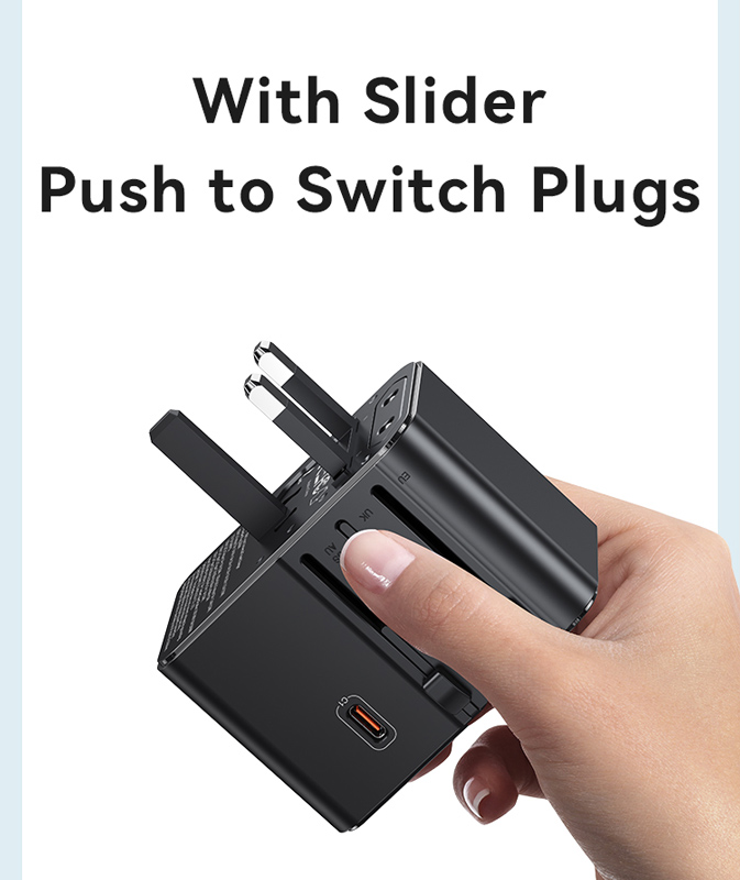 USAMS φορτιστής/αντάπτορας πρίζας CC309, USB & 2x USB-C, universal, 25W, μαύρος - Image 5