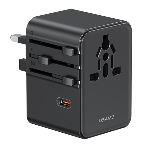USAMS φορτιστής/αντάπτορας πρίζας CC310, 2x USB & 3x USB-C, universal, 70W, μαύρος