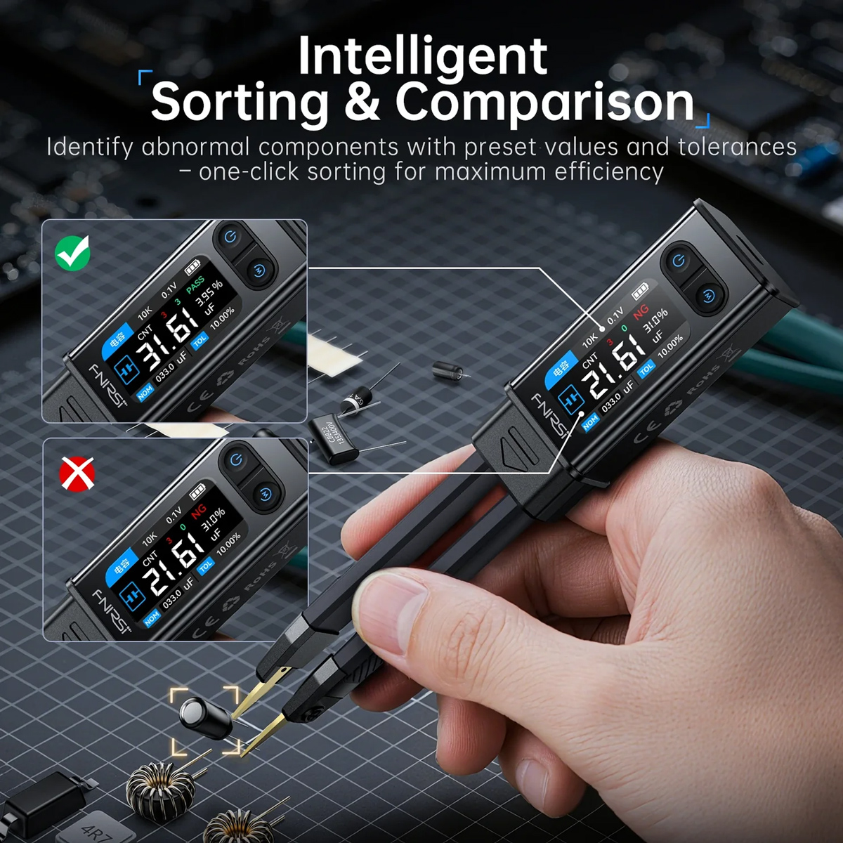 FNIRSI ψηφιακό LCR/ESR tester LCR-ST2 Plus, επαναφορτιζόμενο - Image 6
