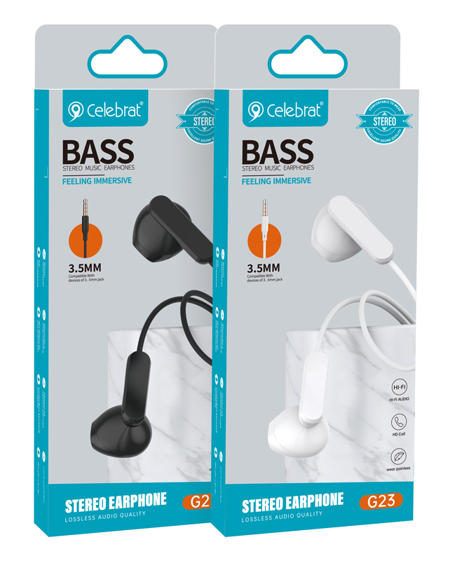 CELEBRAT earphones με μικρόφωνο G23, 3.5mm σύνδεση, Φ14mm, 1.2m, μαύρα - Image 4