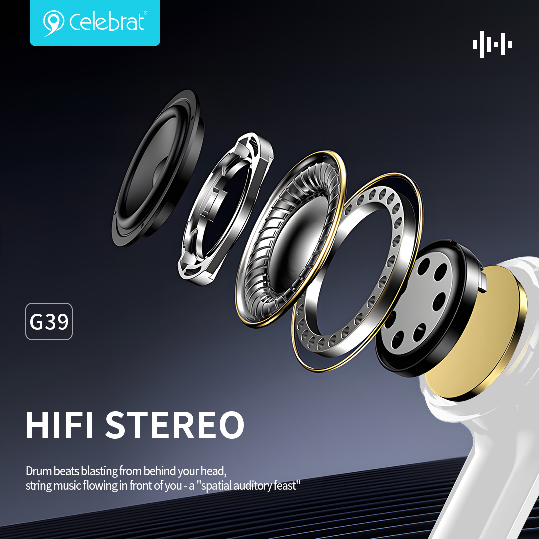 CELEBRAT earphones με μικρόφωνο G39, USB-C σύνδεση, 14mm, 1.2m, μαύρα - Image 4