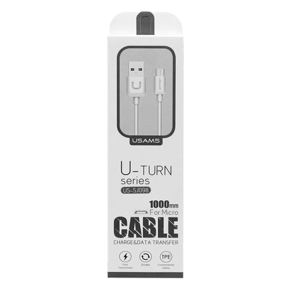 Alternative view of USAMS καλώδιο Micro USB σε USB US-SJ098, 10.5W, 1m, λευκό