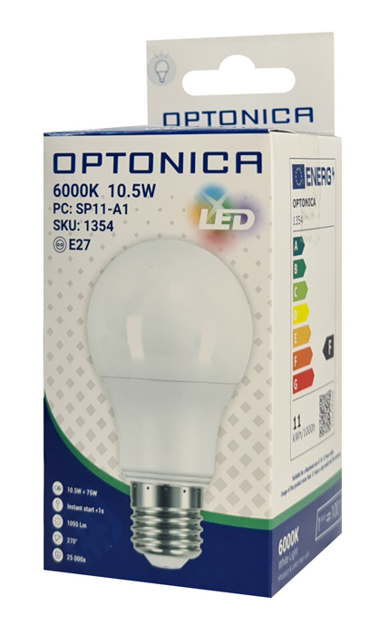 OPTONICA LED λάμπα A60 1354, 10.5W, 6000K, E27, 1055lm - Image 3