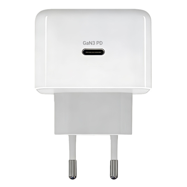 Alternative view of POWERTECH φορτιστής τοίχου PT-1581 με καλώδιο, USB-C, 40 έως 60W, GaN, AVS, λευκός